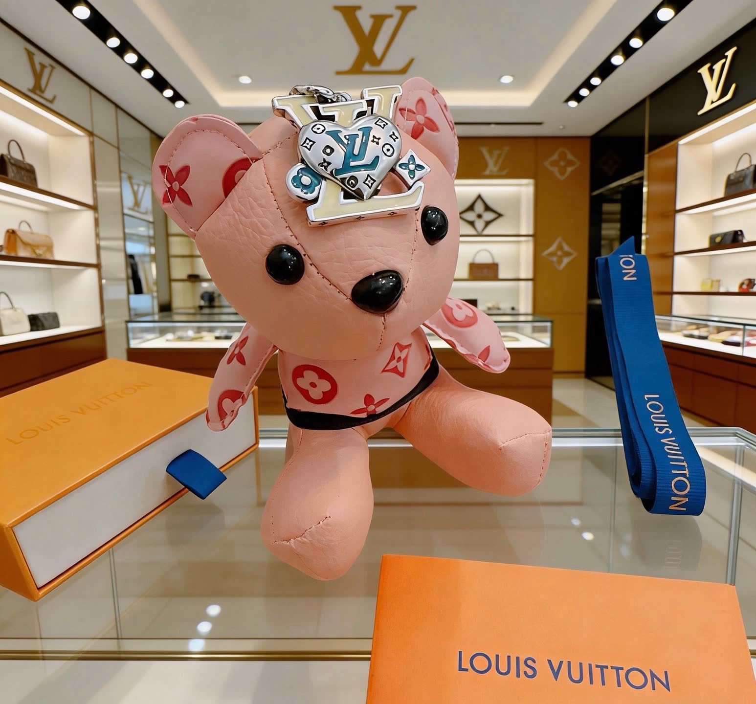 Louis Vuitton Pink Monogram Bear Charm